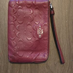Coach Red Embossed Wristlet
